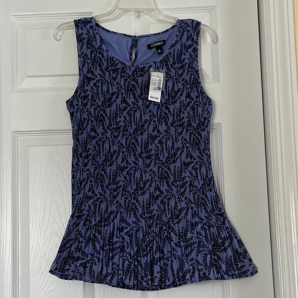 Lavender & Black pleated sleeveless top, M